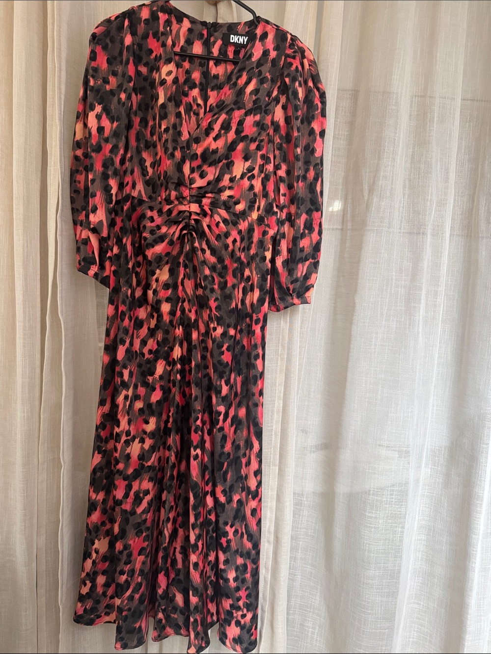 DKNY Red and Black Printed Maxi Dress